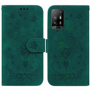 For OPPO A94 5G / F19 Pro+ 5G / Reno5 Z Butterfly Rose Embossed Leather Phone Case(Green)