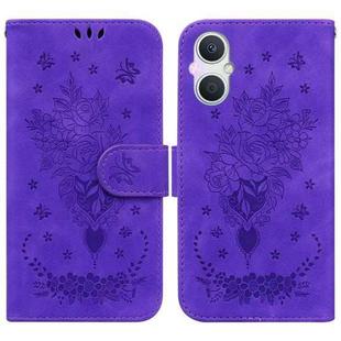For OPPO A96 5G / Reno7 Z 5G Butterfly Rose Embossed Leather Phone Case(Purple)