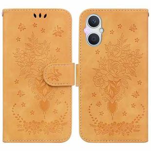 For OPPO A96 5G / Reno7 Z 5G Butterfly Rose Embossed Leather Phone Case(Yellow)