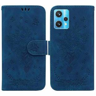 For OPPO Realme 9 Pro+ / Realme 9 4G Butterfly Rose Embossed Leather Phone Case(Blue)