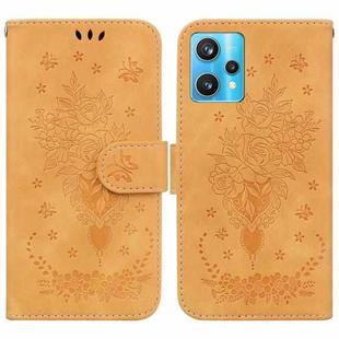 For OPPO Realme 9 Pro+ / Realme 9 4G Butterfly Rose Embossed Leather Phone Case(Yellow)