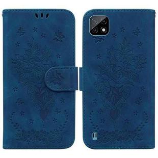 For OPPO Realme C20 / C11 2021 Butterfly Rose Embossed Leather Phone Case(Blue)