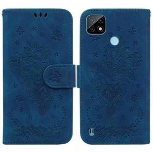 For OPPO Realme C21 Butterfly Rose Embossed Leather Phone Case(Blue)