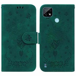 For OPPO Realme C21 Butterfly Rose Embossed Leather Phone Case(Green)