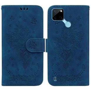 For OPPO Realme C21Y Butterfly Rose Embossed Leather Phone Case(Blue)