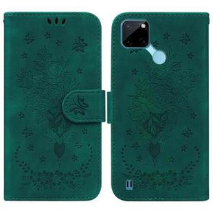 For OPPO Realme C21Y Butterfly Rose Embossed Leather Phone Case(Green)
