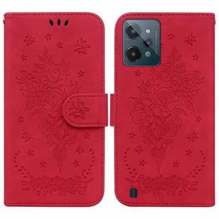 For OPPO Realme C31 Butterfly Rose Embossed Leather Phone Case(Red)