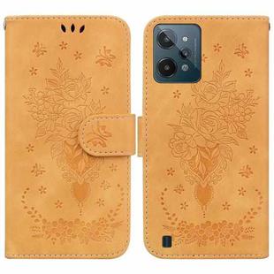 For OPPO Realme C31 Butterfly Rose Embossed Leather Phone Case(Yellow)