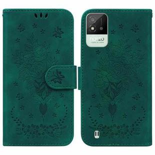 For OPPO Realme Narzo 50i Butterfly Rose Embossed Leather Phone Case(Green)