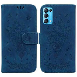 For OPPO Reno5 5G / 4G / Reno5 K / Find X3 Lite Butterfly Rose Embossed Leather Phone Case(Blue)