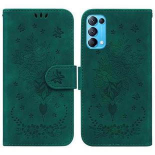 For OPPO Reno5 5G / 4G / Reno5 K / Find X3 Lite Butterfly Rose Embossed Leather Phone Case(Green)