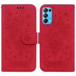 For OPPO Reno5 5G / 4G / Reno5 K / Find X3 Lite Butterfly Rose Embossed Leather Phone Case(Red)