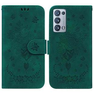 For OPPO Reno6 Pro+ 5G Butterfly Rose Embossed Leather Phone Case(Green)