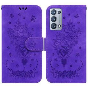 For OPPO Reno6 Pro+ 5G Butterfly Rose Embossed Leather Phone Case(Purple)