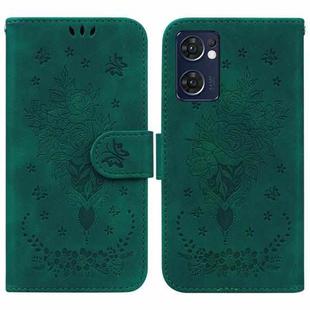 For OPPO Reno7 5G / Find X5 Lite Butterfly Rose Embossed Leather Phone Case(Green)