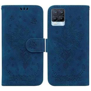 For OPPO Realme 8 / 8 Pro Butterfly Rose Embossed Leather Phone Case(Blue)