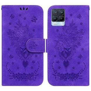 For OPPO Realme 8 / 8 Pro Butterfly Rose Embossed Leather Phone Case(Purple)