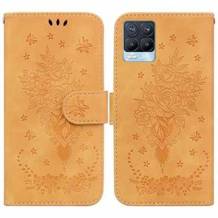 For OPPO Realme 8 / 8 Pro Butterfly Rose Embossed Leather Phone Case(Yellow)