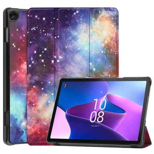 For Lenovo Tab M10 3rd Gen Custer Painted 3-Fold Holder Smart Leather Tablet Case(Milky Way Nebula)