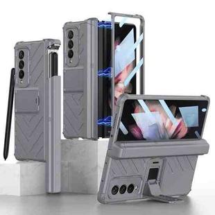 For Samsung Galaxy Z Fold3 5G GKK Integrated Magnetic Armor Flip Phone Case With Pen Box(Grey)