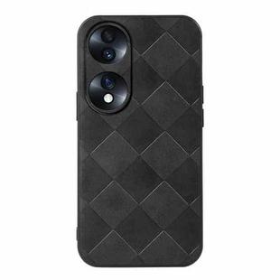 For Honor 70 Weave Plaid PU Phone Case(Black)