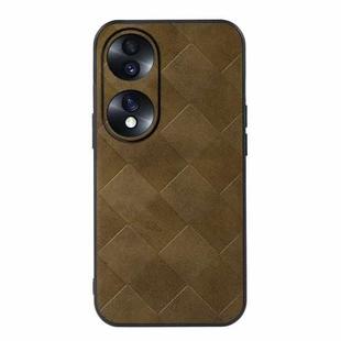 For Honor 70 Weave Plaid PU Phone Case(Green)