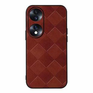 For Honor 70 Weave Plaid PU Phone Case(Brown)