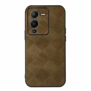 For vivo S15 Weave Plaid PU Phone Case(Green)