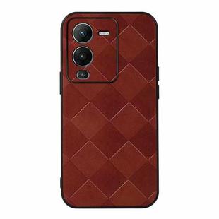 For vivo S15 Weave Plaid PU Phone Case(Brown)