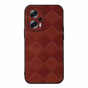 For Xiaomi Redmi Note 11T Pro Weave Plaid PU Phone Case(Brown)