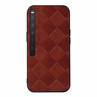 For Huawei Mate Xs 2 Weave Plaid PU Phone Case(Brown)