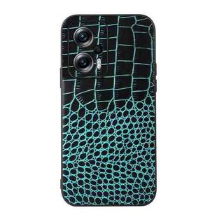 For Xiaomi Redmi Note 11T Pro Crocodile Top Layer Cowhide Leather Phone Case(Cyan Blue)