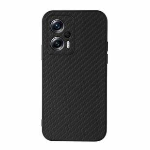 For Xiaomi Redmi Note 11T Pro / 11T Pro+ Accurate Hole Carbon Fiber Texture PU Phone Case(Black)