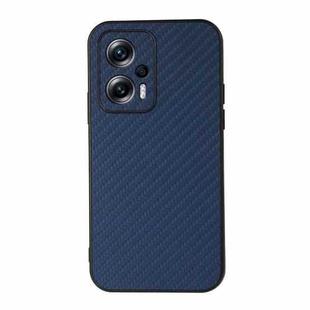 For Xiaomi Redmi Note 11T Pro / 11T Pro+ Accurate Hole Carbon Fiber Texture PU Phone Case(Blue)