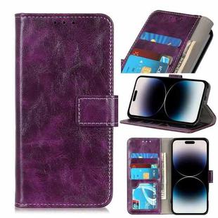 For iPhone 14 Pro Retro Crazy Horse Texture Horizontal Flip Leather Phone Case (Purple)