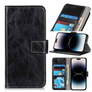 For iPhone 14 Pro Max Retro Crazy Horse Texture Horizontal Flip Leather Phone Case (Black)