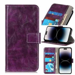 For iPhone 14 Pro Max Retro Crazy Horse Texture Horizontal Flip Leather Phone Case (Purple)