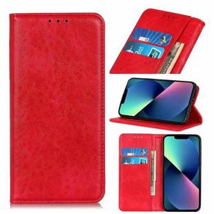 For iPhone 14 Plus Magnetic Crazy Horse Texture Horizontal Flip Leather Phone Case   (Red)