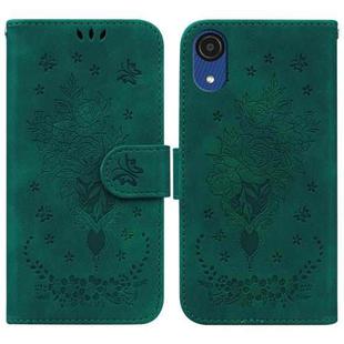 For Samsung Galaxy A03 Core Butterfly Rose Embossed Leather Phone Case(Green)