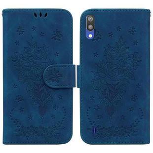 For Samsung Galaxy A10 / M10 Butterfly Rose Embossed Leather Phone Case(Blue)