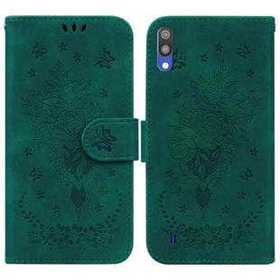 For Samsung Galaxy A10 / M10 Butterfly Rose Embossed Leather Phone Case(Green)