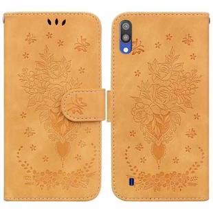 For Samsung Galaxy A10 / M10 Butterfly Rose Embossed Leather Phone Case(Yellow)