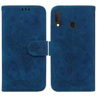 For Samsung Galaxy A10e / A20e Butterfly Rose Embossed Leather Phone Case(Blue)