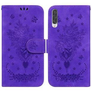 For Samsung Galaxy A70 / A70s Butterfly Rose Embossed Leather Phone Case(Purple)
