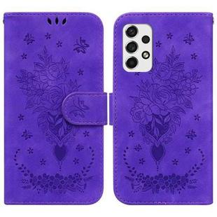 For Samsung Galaxy A73 5G Butterfly Rose Embossed Leather Phone Case(Purple)