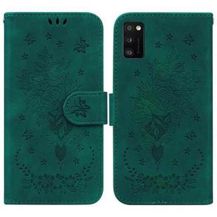 For Samsung Galaxy A41 Butterfly Rose Embossed Leather Phone Case(Green)