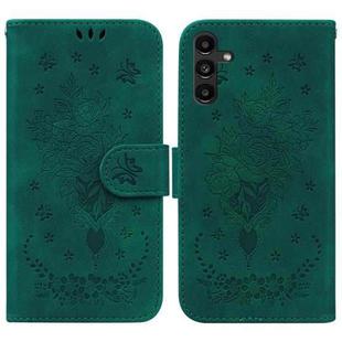 For Samsung Galaxy A13 5G Butterfly Rose Embossed Leather Phone Case(Green)