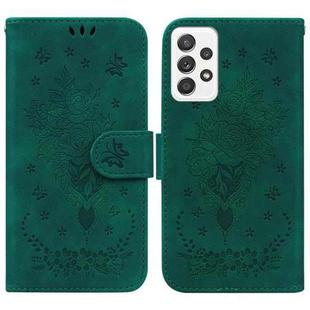For Samsung Galaxy A52 5G / 4G Butterfly Rose Embossed Leather Phone Case(Green)