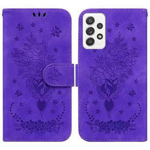 For Samsung Galaxy A52 5G / 4G Butterfly Rose Embossed Leather Phone Case(Purple)