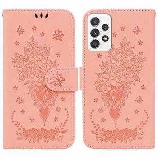 For Samsung Galaxy A52 5G / 4G Butterfly Rose Embossed Leather Phone Case(Pink)